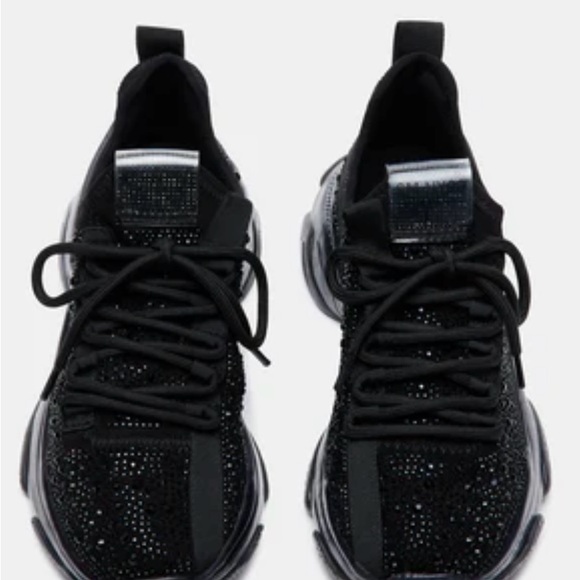 Steve Madden MAXIMA BLACK RHINESTONES Sneakers women’s size 8!! - Picture 2 of 7